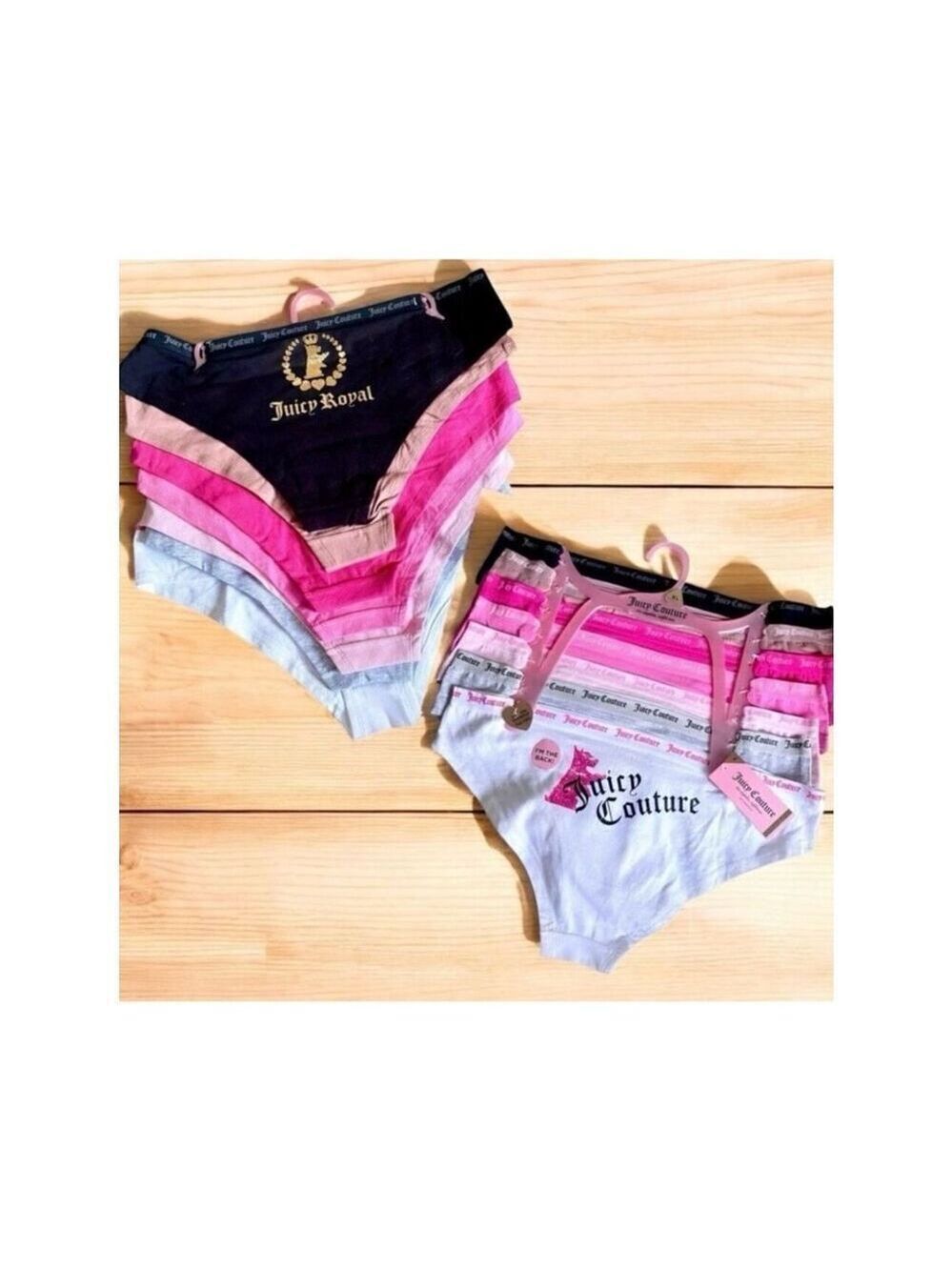 NWT Gorgeous Juicy Couture XL Royal Stretchy Cotton Spandex 7 Panty Panties Pack